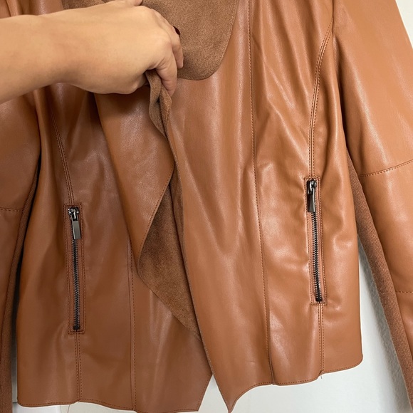 Faux leather women’s jacket brown - Picture 7 of 12